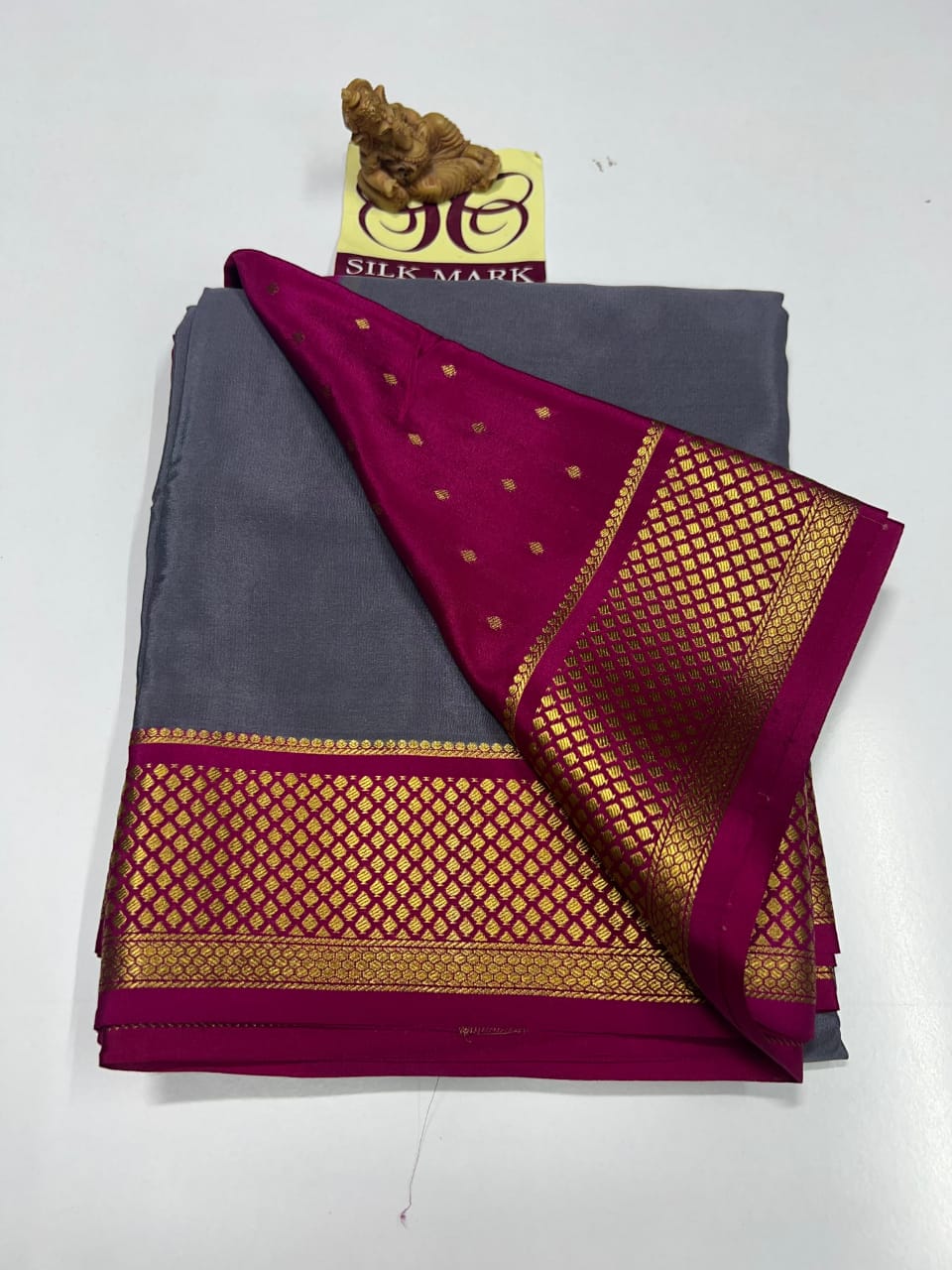 PURE MYSORE CREPE SILK SAREES WITH BLOUSE PIECE - SK-136-PMCSSWBP