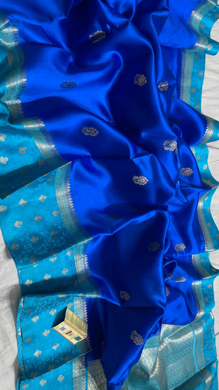 SKY AND ROYAL BLUE COLOUR PURE BANARASI MANGO SILK SAREE - SK-147-SARBCPBMSS