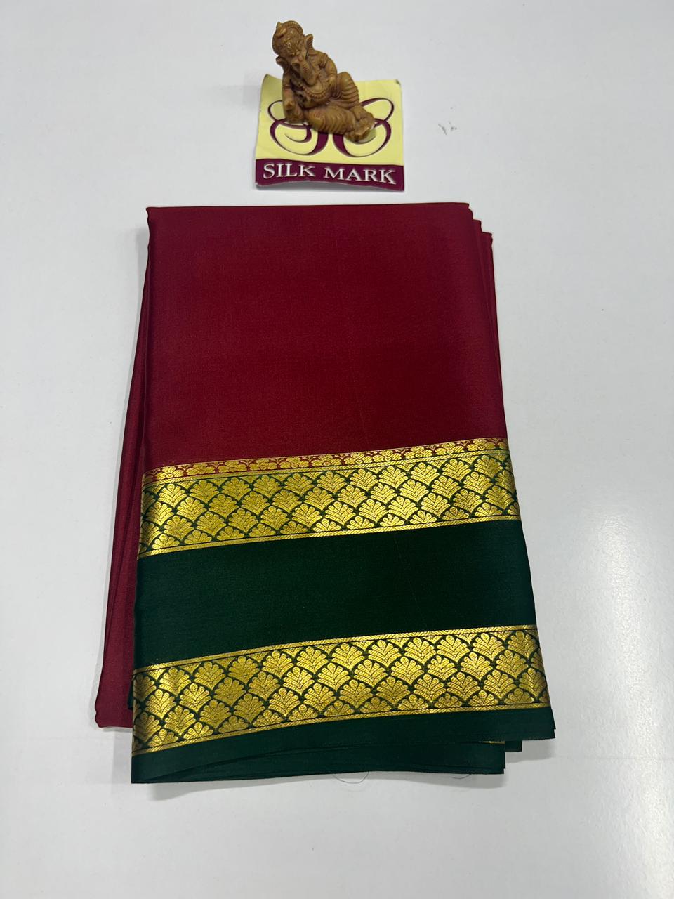 PURE MYSORE CREPE SILK SAREES WITH BLOUSE PIECE - SK-190-PMCSSWBP