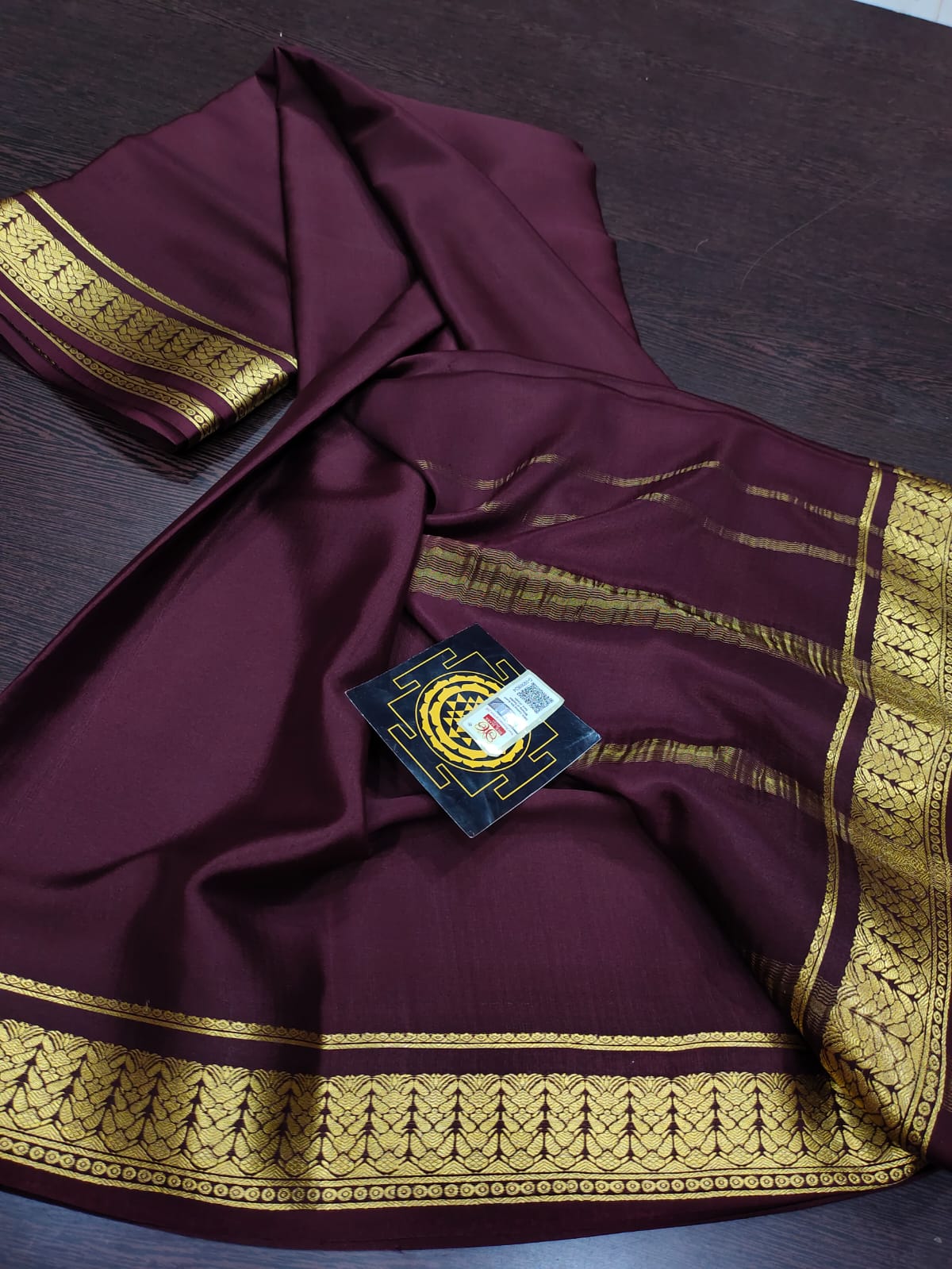 PURE WRINKLED CRUSHED CREPE SILK SAREES SILK MARK CERTIFIED LIGHTER AND FLOWY WITH CONTRAST BLOUSE - SK-180-PWCCSSSMCLAFWCB