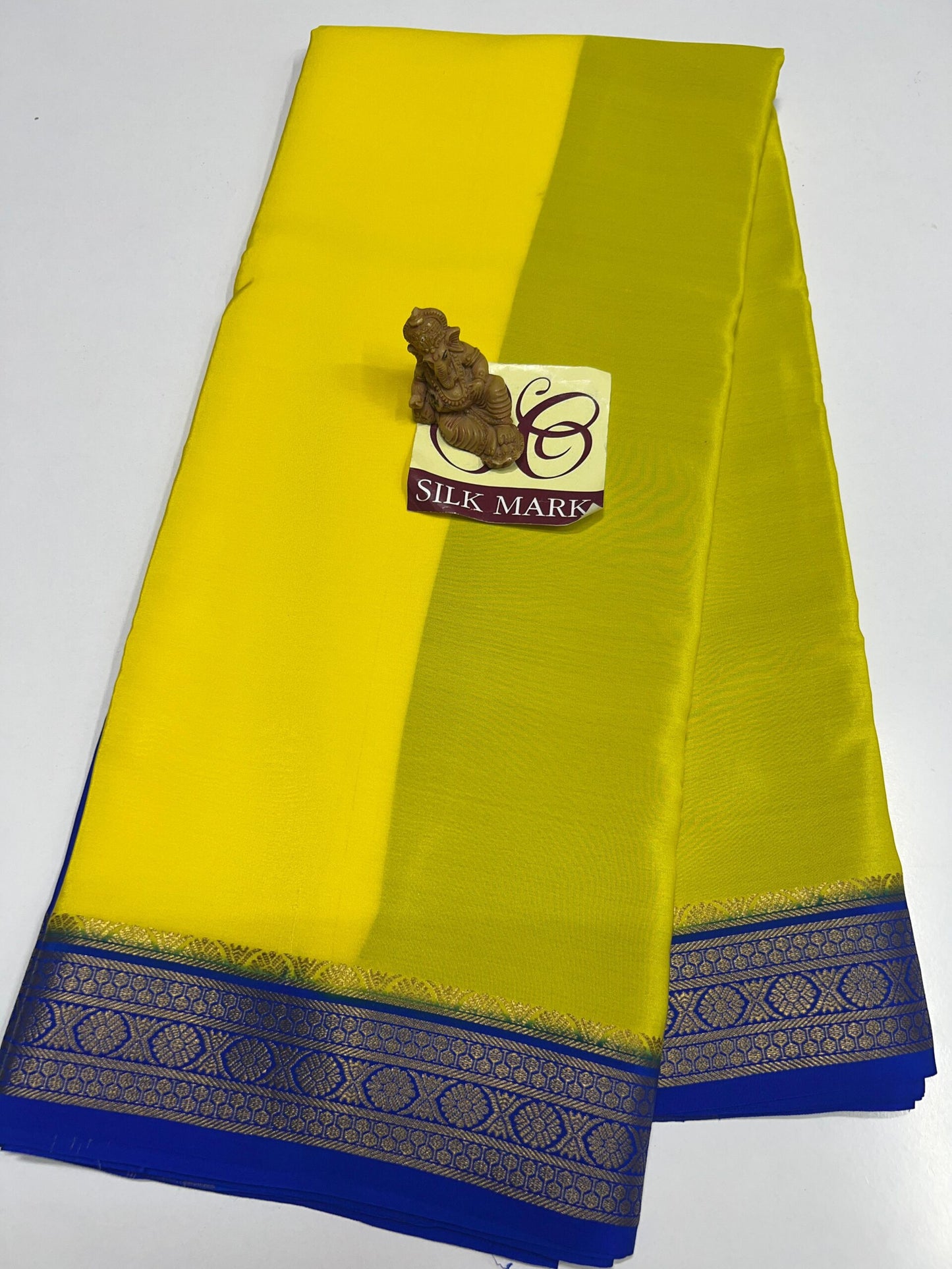 YELLOW PURE CREPE SILK SAREES WITH SILKMARK PURE MYSORE CREPE SILK SAREES WITH RUNNING BLOUSE PIECE - SK-345-YPCSSWSPMCSSWRBP