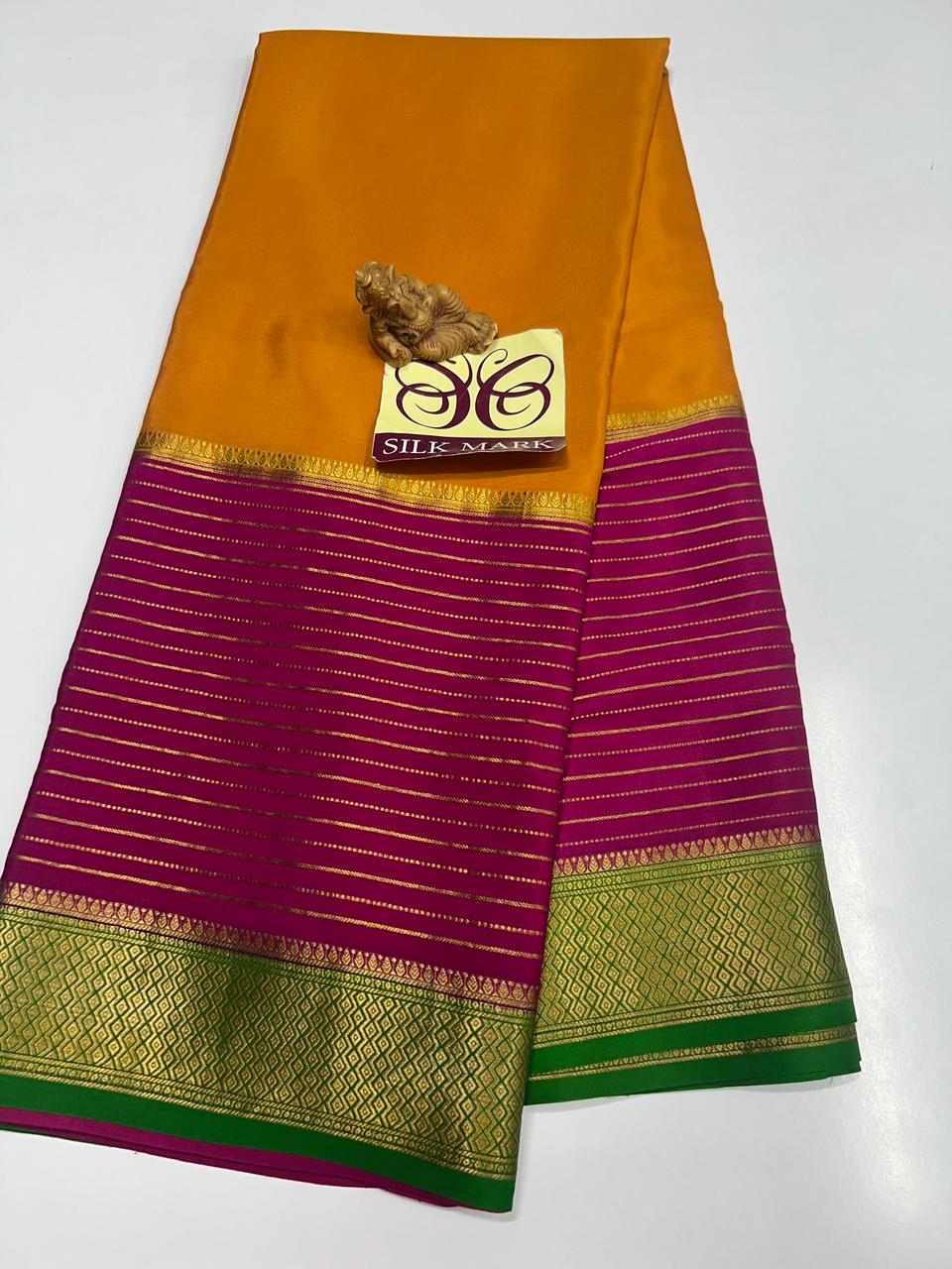 PURE MYSORE CREPE SILK WITH EMBROIDERY SAREE WITH BLOUSE PIECE - SK-294-PMCSWESWBP