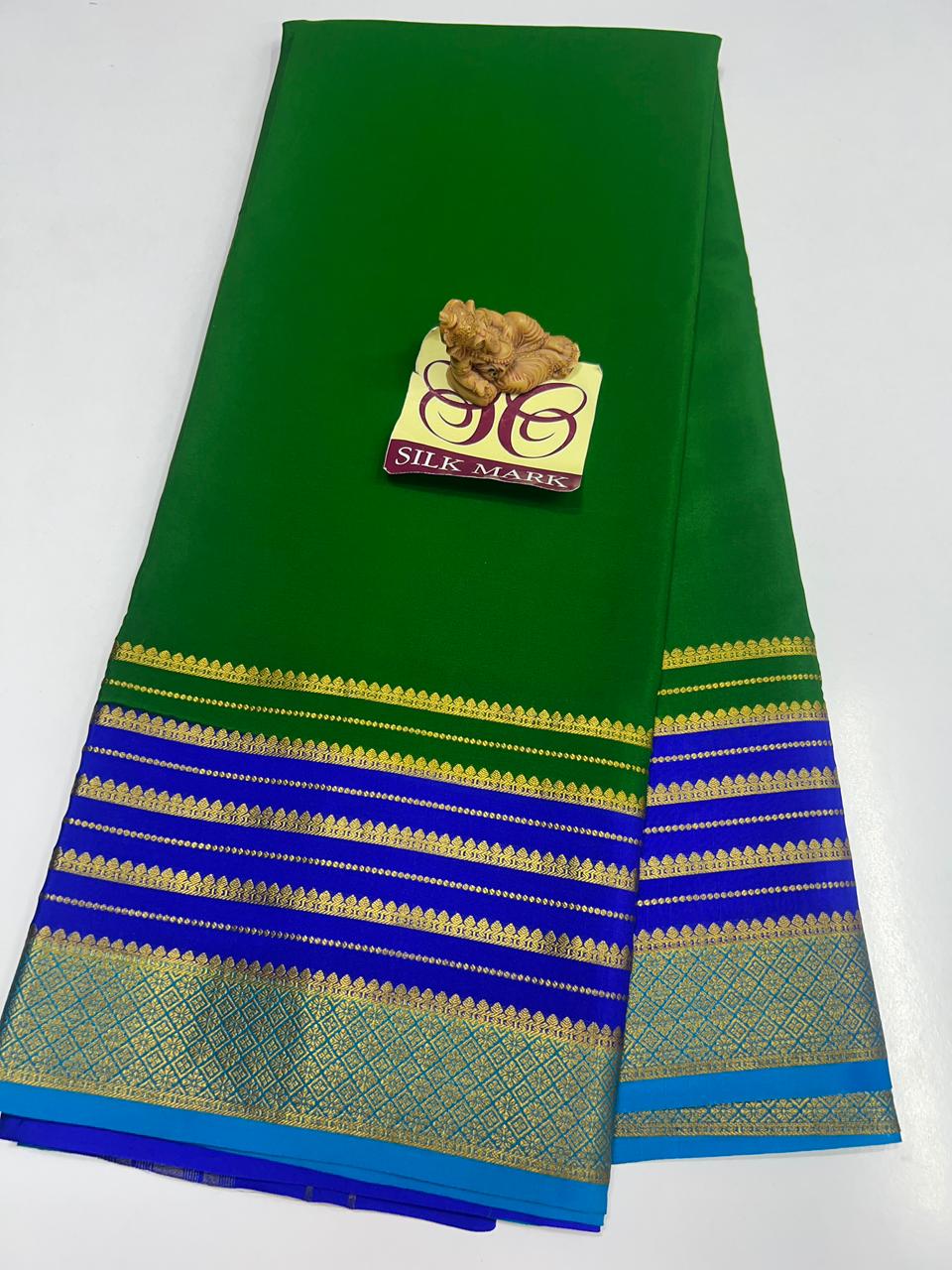 PURE MYSORE CREPE SILK WITH EMBROIDERY SAREE WITH BLOUSE PIECE - SK-287-PMCSWESWBP