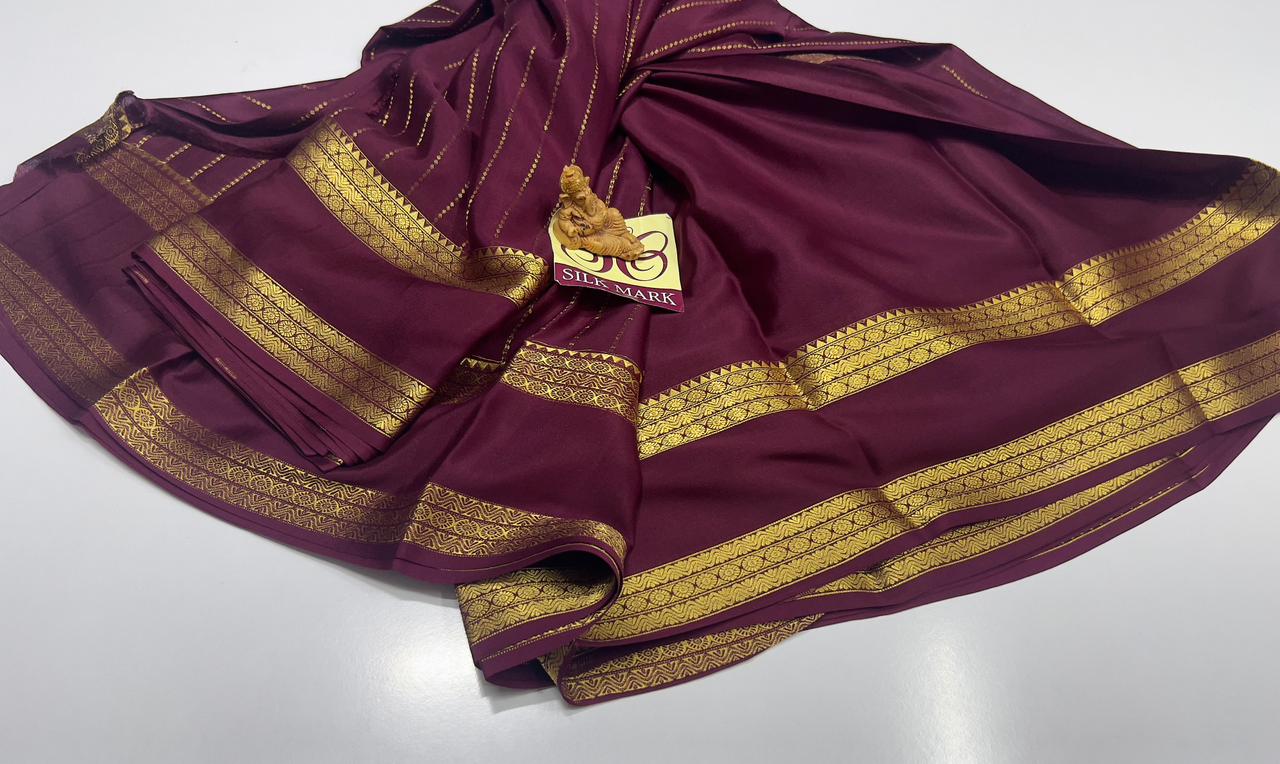 PURE MYSORE CREPE SILK WITH EMBROIDERY SAREE WITH BLOUSE PIECE - SK-435-PMCSWESWBP