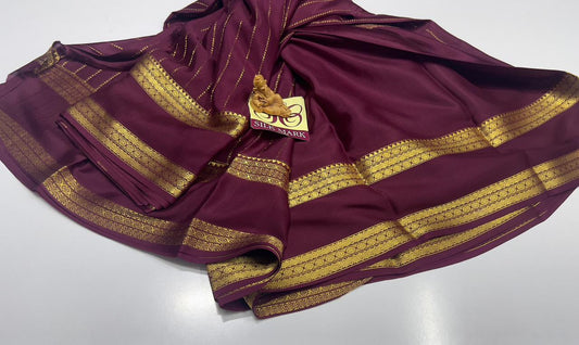 PURE MYSORE CREPE SILK WITH EMBROIDERY SAREE WITH BLOUSE PIECE - SK-435-PMCSWESWBP