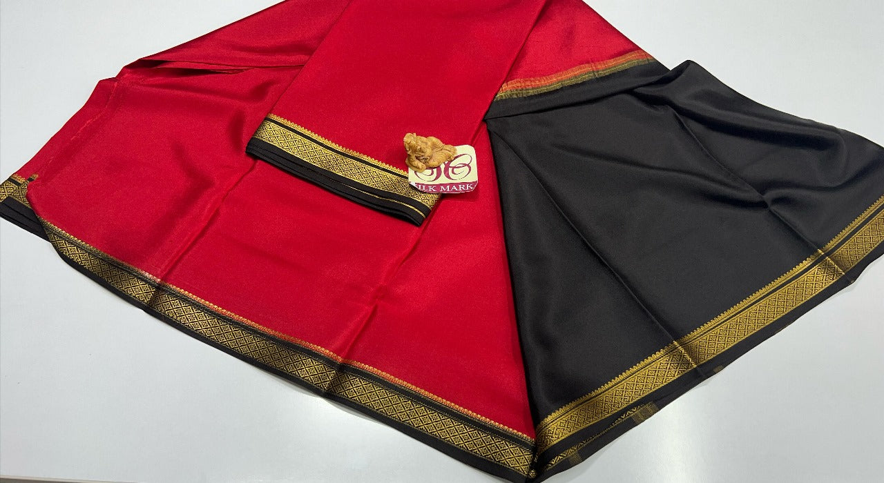 PURE MYSORE CREPE SILK WITH EMBROIDERY SAREE WITH BLOUSE PIECE - SK-457-PMCSWESWBP