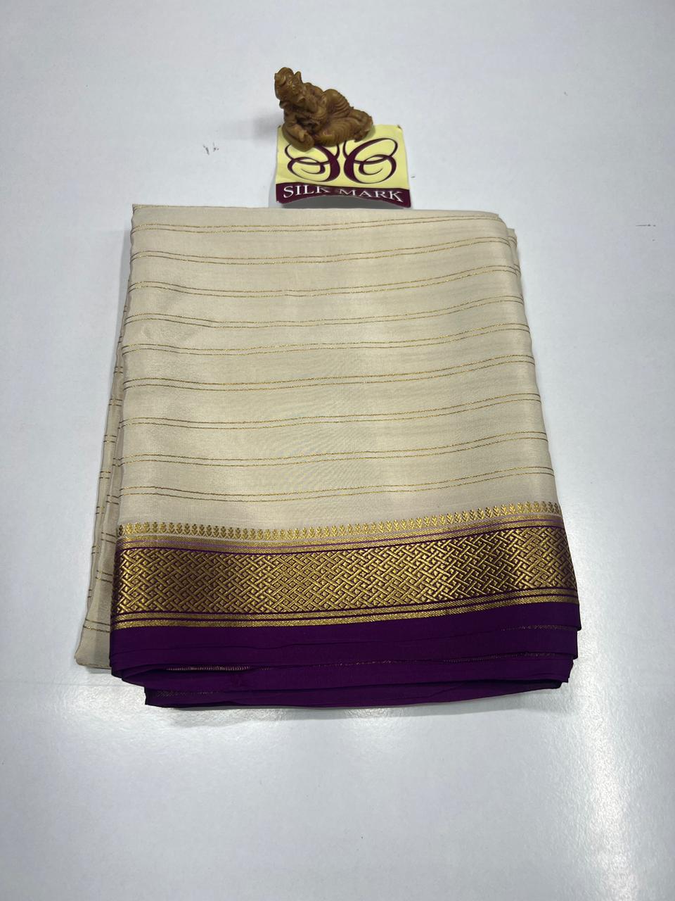 PURE MYSORE CREPE SILK WITH EMBROIDERY SAREE WITH BLOUSE PIECE - SK-487-PMCSWESWBP