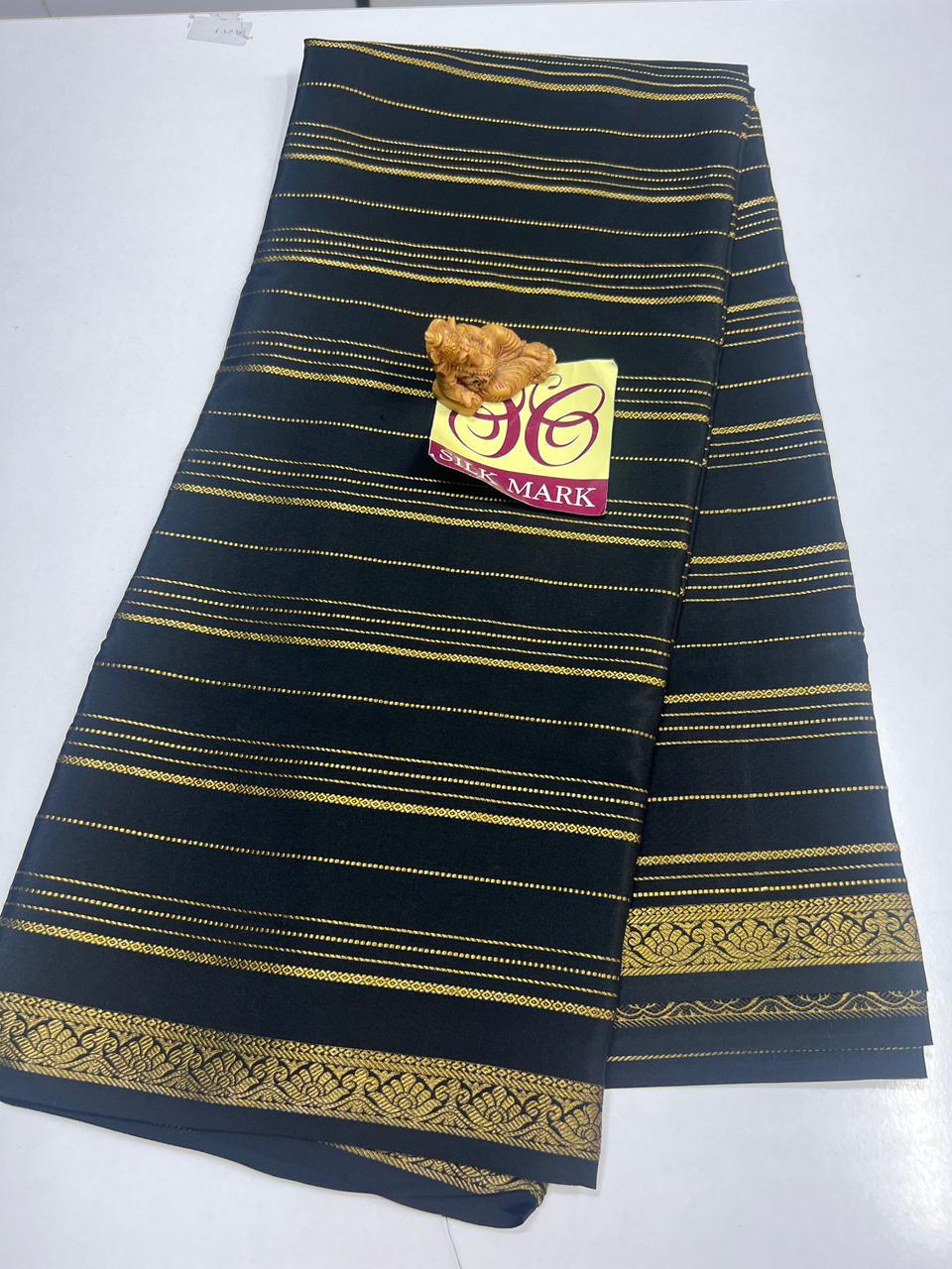 PURE ZARI MYSORE CREPE SILK SAREES WITH BLOUSE PIECE - SK-528-PZMCSSWBP