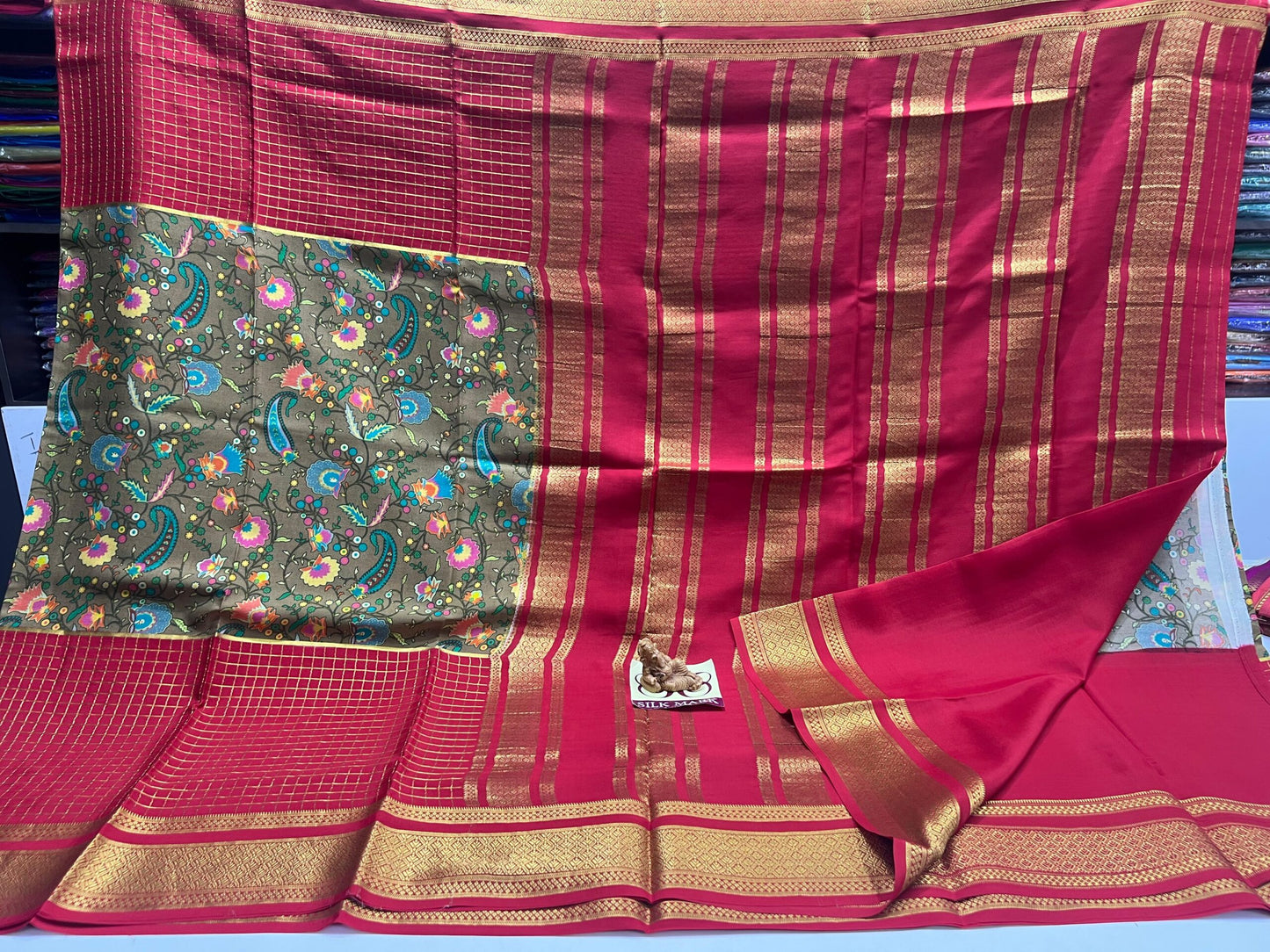 PURE MYSORE CREPE SILK WITH EMBROIDERY SAREE WITH BLOUSE PIECE - SK-537-PMCSWESWBP