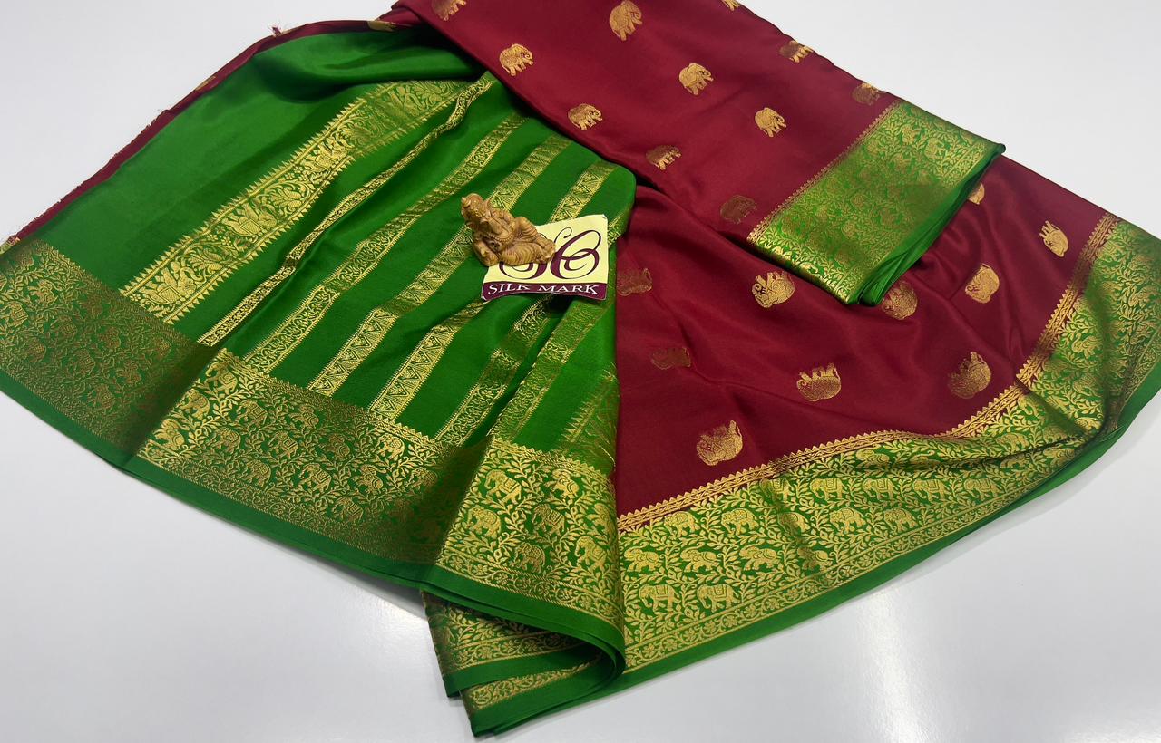 PURE MYSORE CREPE SILK WITH EMBROIDERY SAREE WITH BLOUSE PIECE - SK-545-PMCSWESWBP