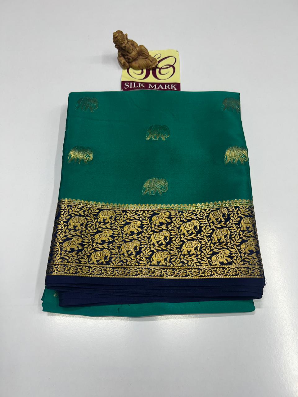 PURE MYSORE CREPE SILK WITH EMBROIDERY SAREE WITH BLOUSE PIECE - SK-550-PMCSWESWBP