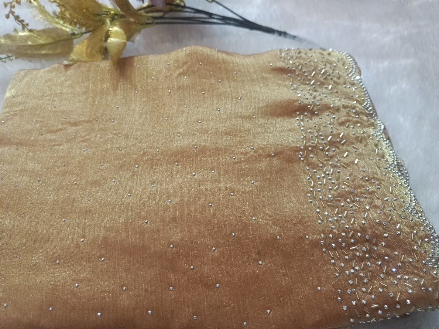 BLING BORDER REPLICA SAREES(orange gold)