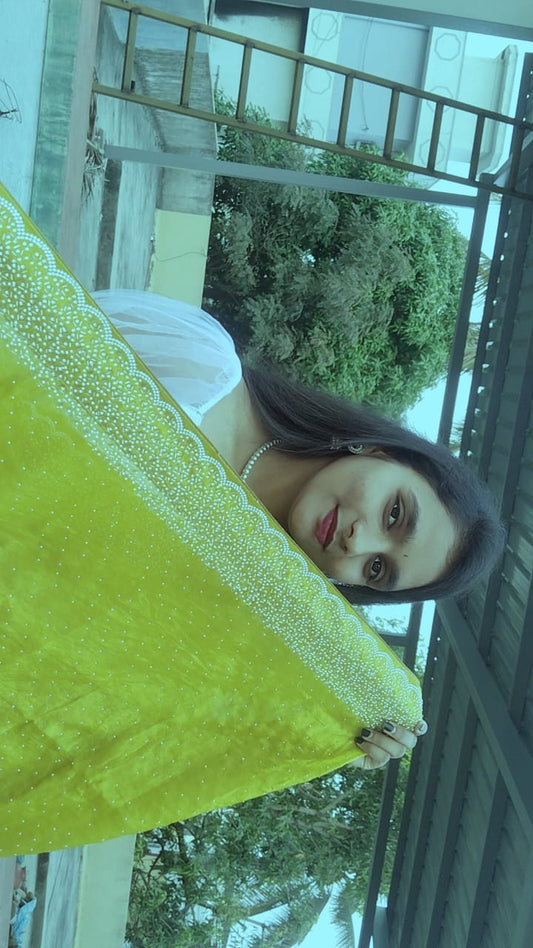 🟡 Mustard Yellow Bling Saree