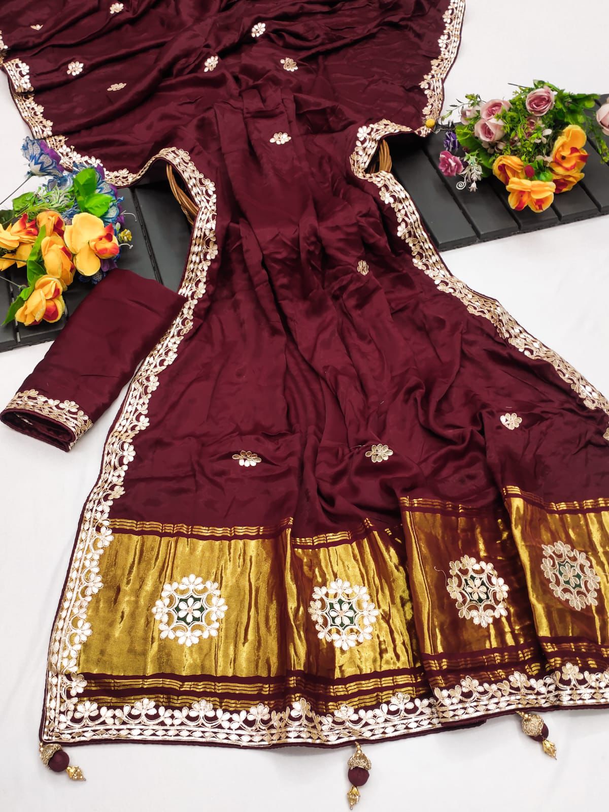 BROWN REGAL GAJJI SILK SAREE - SK-38-BRGSS