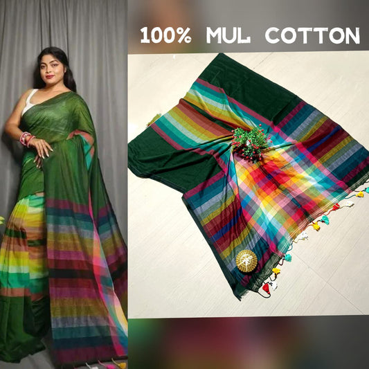 EXCLUSIVE MULTI COLOUR RAINBOW MUL COTTON SAREE SUMMER COLLECTION 2025 - SK-571-EMCRMCSSC2