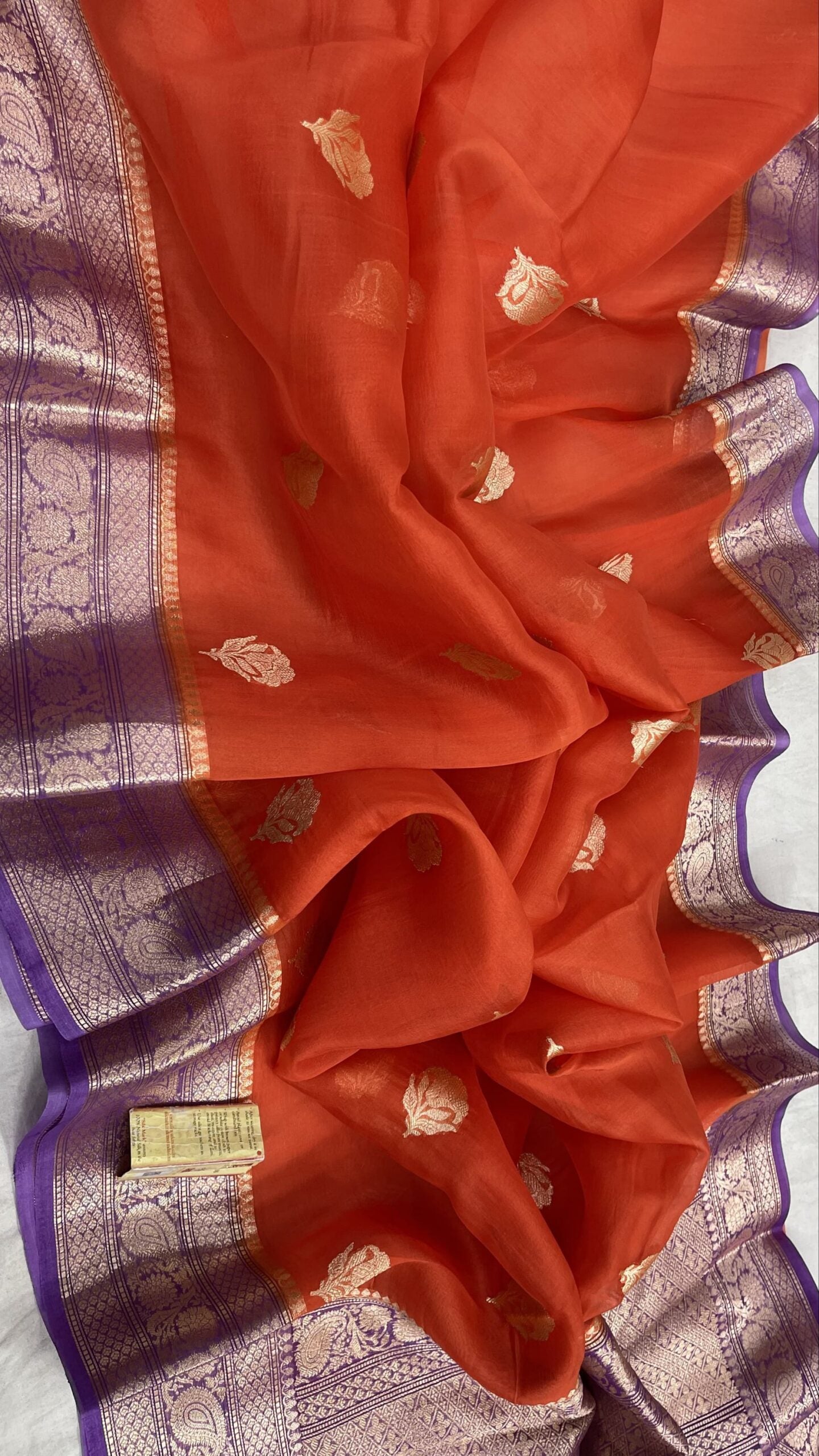 ORENGE BENARSI KORA ORGANZA SAREE - SK-623-OBKOS