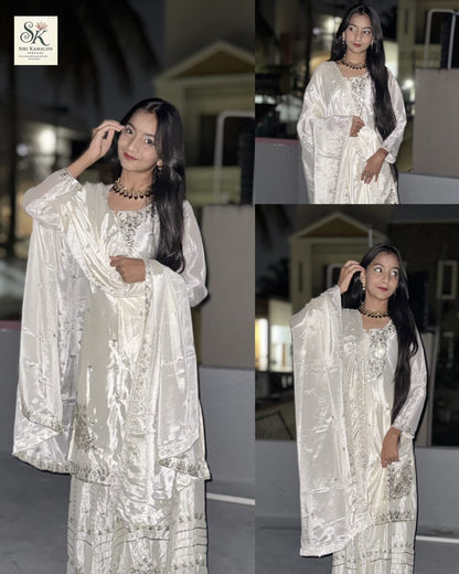 INDO ARABIC STYLE WHITE 3 PIECE SUIT - SK-114-IASW3PS
