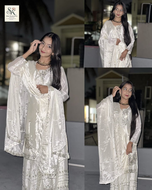 INDO ARABIC STYLE WHITE 3 PIECE SUIT - SK-114-IASW3PS