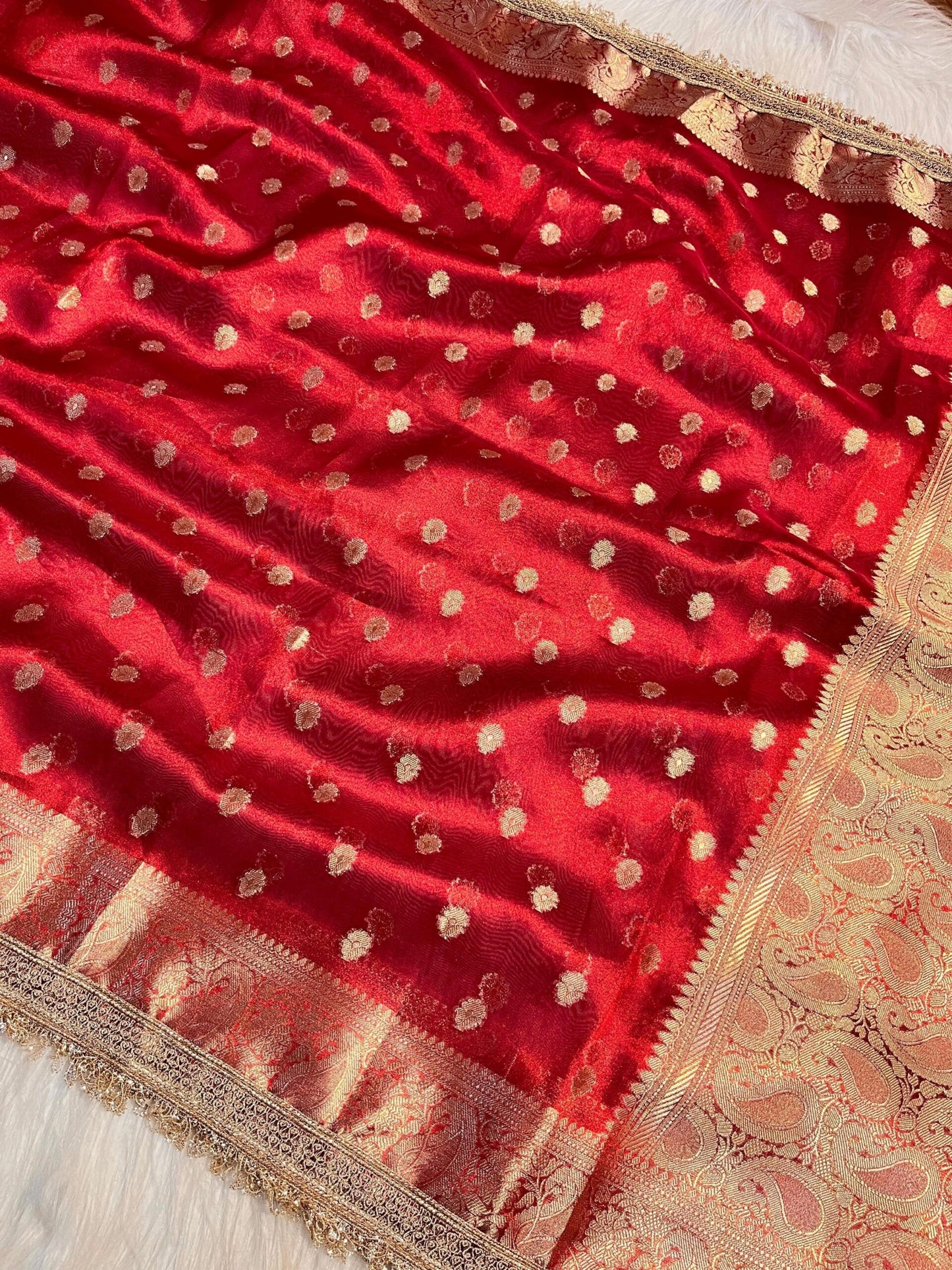 RED TISSUE SILK SAREE - SK-127-RTSS