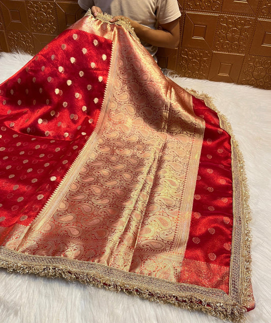 RED TISSUE SILK SAREE - SK-127-RTSS
