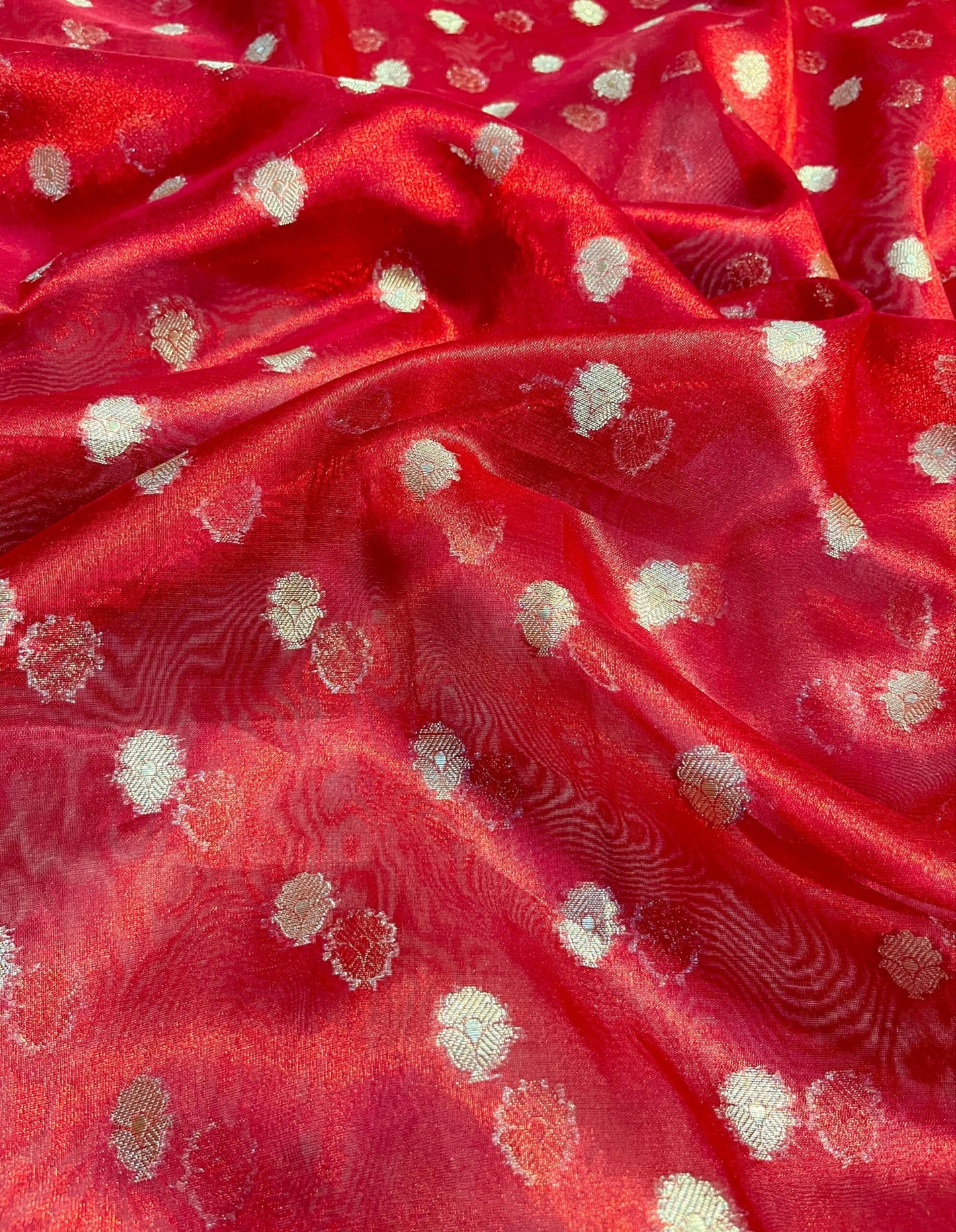 RED TISSUE SILK SAREE - SK-127-RTSS