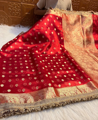RED TISSUE SILK SAREE - SK-127-RTSS