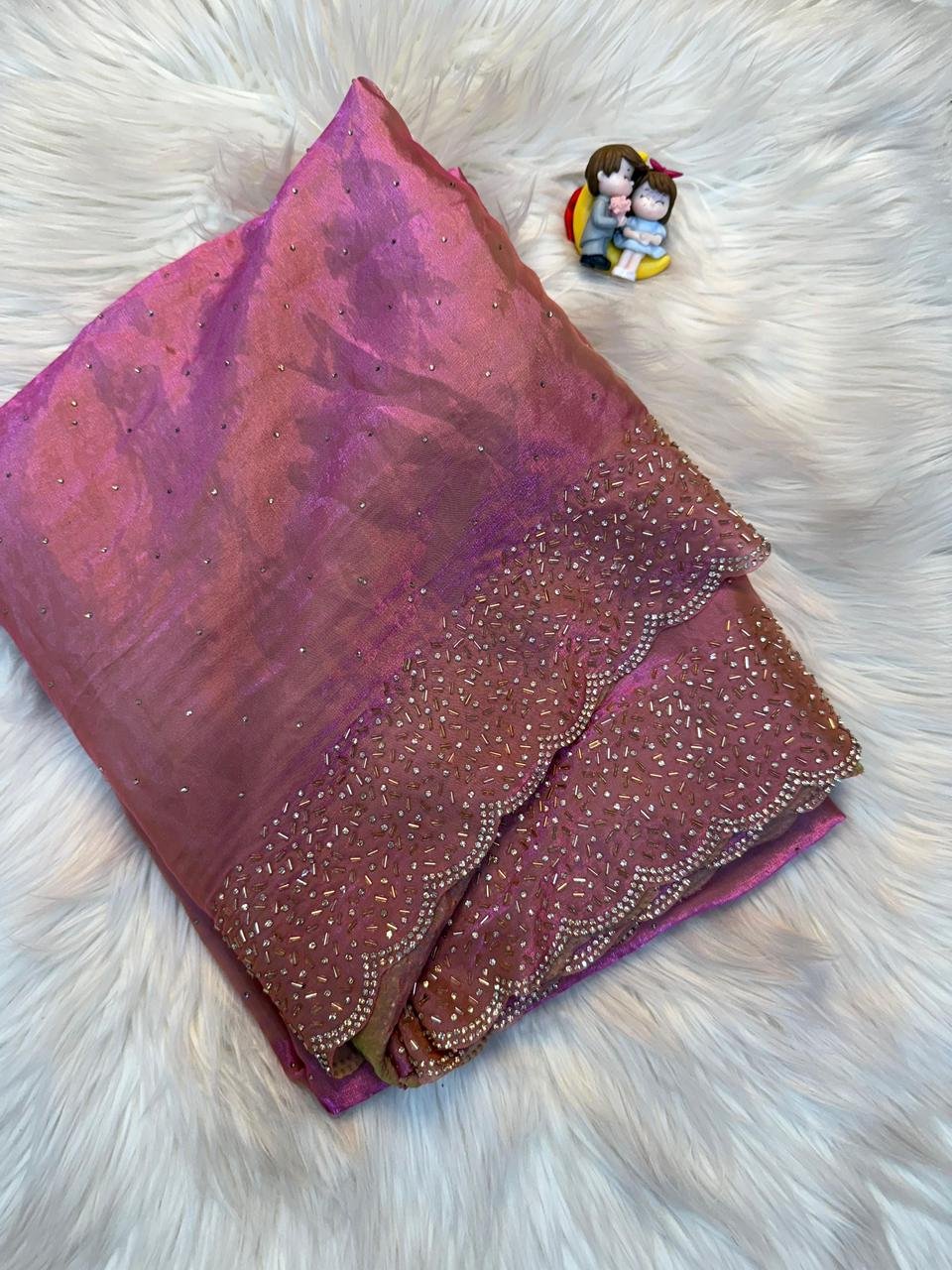 BLING BORDER PINK COLOUR PARTY WEAR STONEWORK SAREE ELEVATE YOUR CELEBRATION LOOK - SK-563-BBPCPWSSEYCL