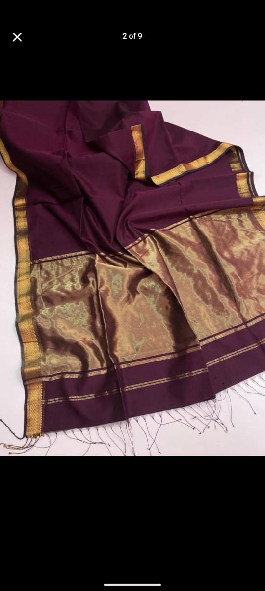 BROWN HANDLOOM COTTON SILK MAHESHWARI SAREE ELEGANT TRADITIONAL WEAVE - SK-592-BHCSMSETW