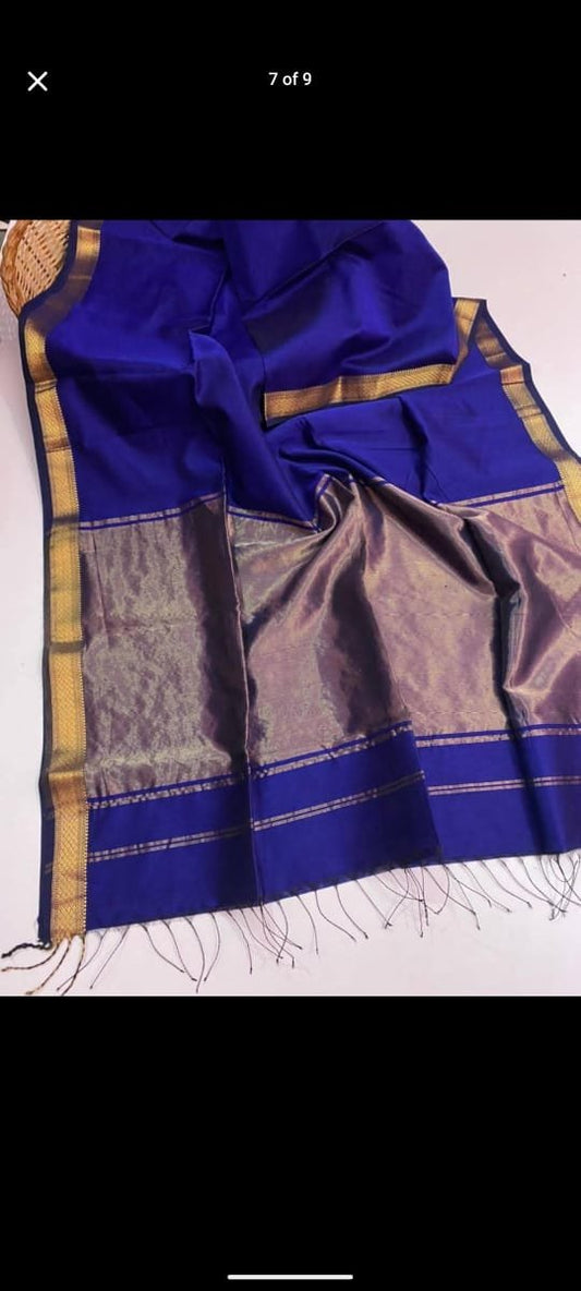 HANDLOOM COTTON SILK MAHESHWARI SAREE ELEGANT TRADITIONAL WEAVE - SK-588-HCSMSETW