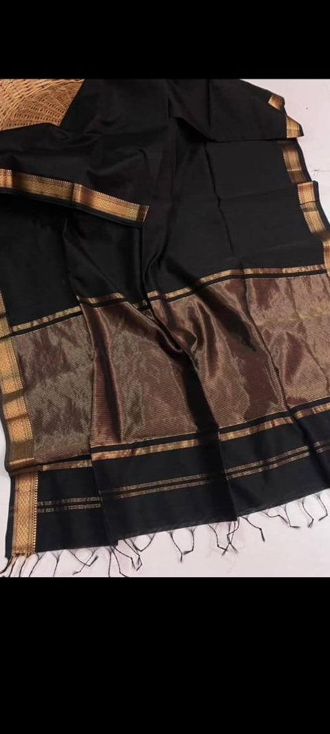HANDLOOM COTTON SILK MAHESHWARI SAREE ELEGANT TRADITIONAL WEAVE - SK-586-HCSMSETW