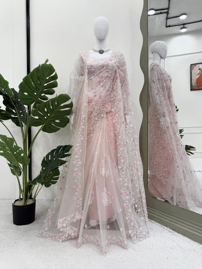 KD612 DESIGNER SOFT NET SAREE - SK-667-KDSNS