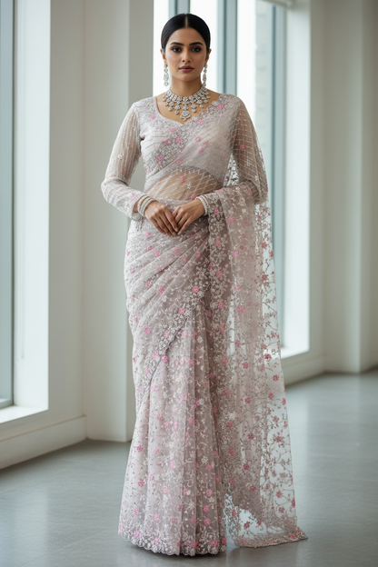 KD612 DESIGNER SOFT NET SAREE - SK-667-KDSNS