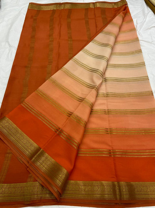 DESIGNER BRUSH SHADE PURE CREPE SILK SAREE - SK-6-DBSPCSS