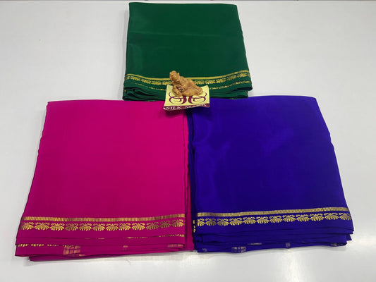 DARK PINK PURE ZARI MYSORE CREPE SILK SAREES A ROYAL TREASURE - SK-103-DPPZMCSSART