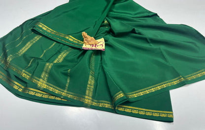 GREEN PURE ZARI MYSORE CREPE SILK SAREES A ROYAL TREASURE - SK-101-GPZMCSSART