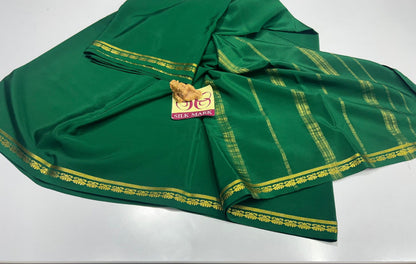 GREEN PURE ZARI MYSORE CREPE SILK SAREES A ROYAL TREASURE - SK-101-GPZMCSSART