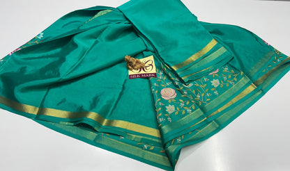 PURE MYSORE CREPE SILK WITH EMBROIDERY SAREE WITH BLOUSE PIECE - SK-133-PMCSWESWBP