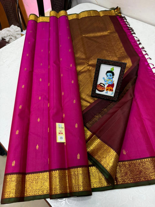 PURE KANCHI SILK SAREES WITH SILK MARK DESCRIPTIONCLASSICAL BORDER COLLECTIONS - SK-142-PKSSWSMDBC