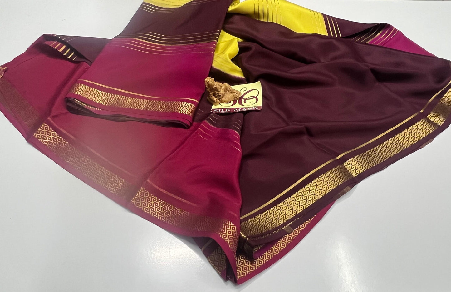 3D PURE CREPE SILK SAREES WITH SILKMARK PURE MYSORE CREPE SILK SAREES WITH RUNNING BLOUSE PIECE - SK-144-3PCSSWSPMCSSWRBP