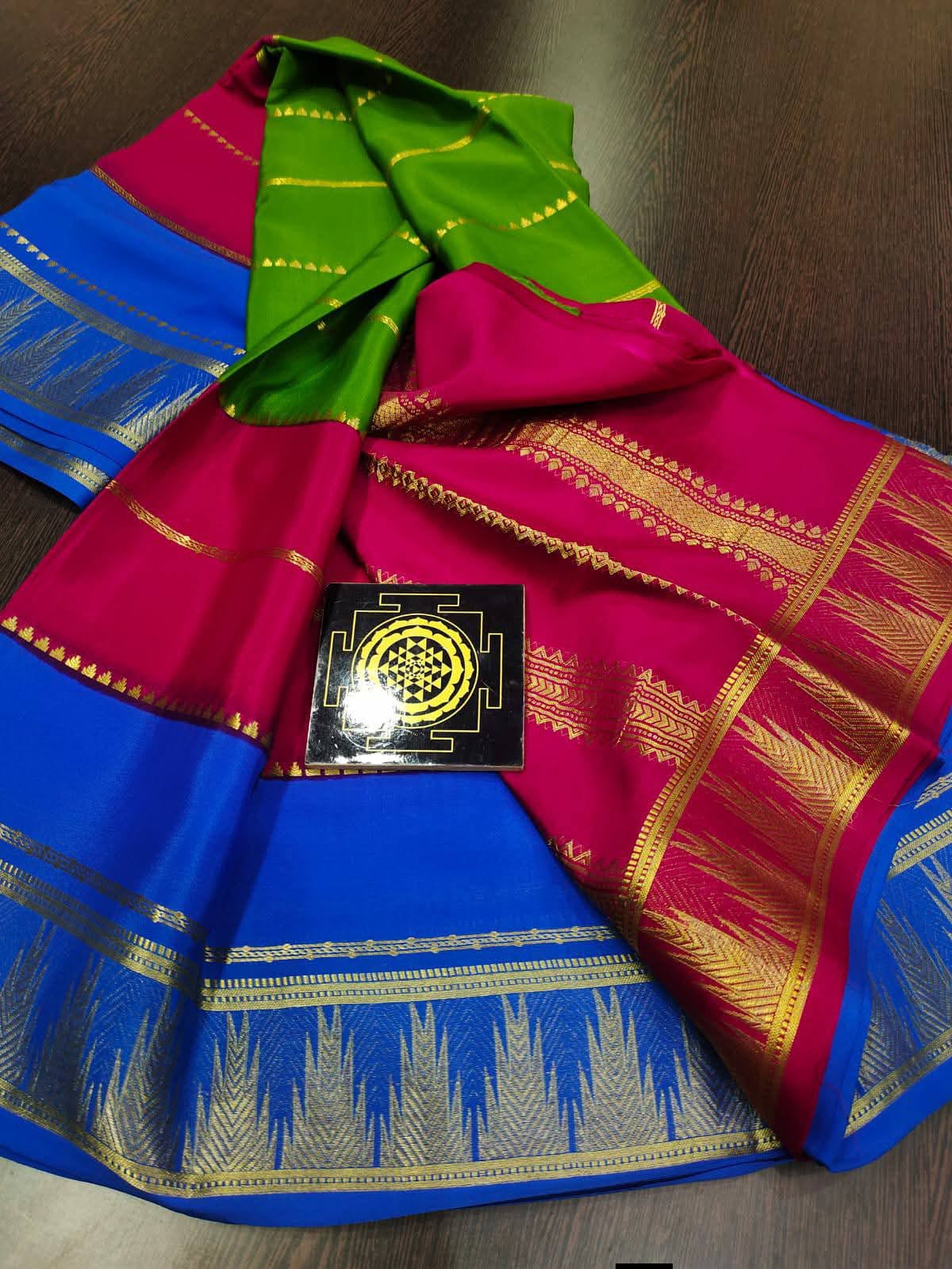 SALARI ZARI 3D PURE MYSORE SILK CREPE SAREE WITH BLOUSE - SK-131-SZ3PMSCSWB