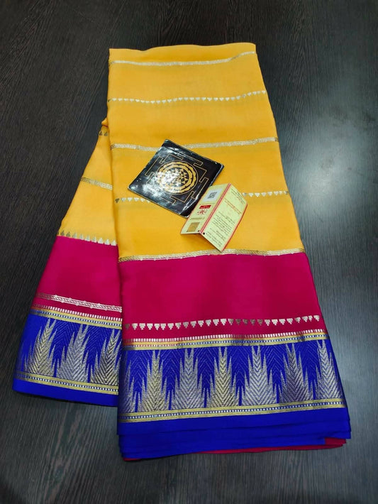 PURE MYSORE CREPE SILK SAREES WITH BLOUSE PIECE - SK-214-PMCSSWBP