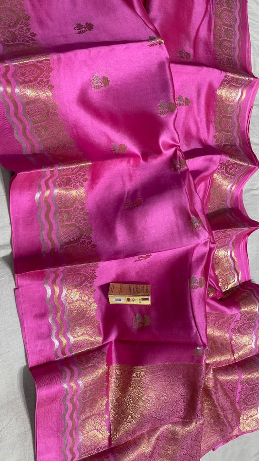 PINK COLOUR PURE BANARASI MANGO SILK SAREE - SK-159-PCPBMSS