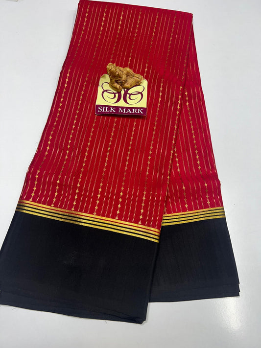 PURE MYSORE CREPE SILK SAREES WITH BLOUSE PIECE - SK-177-PMCSSWBP