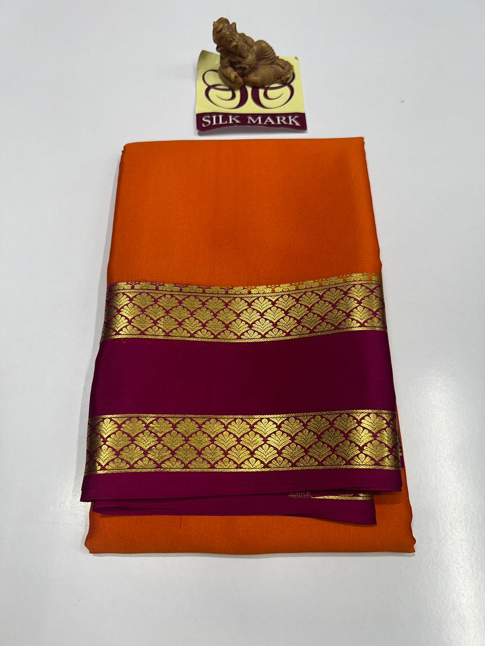 PURE MYSORE CREPE SILK SAREES WITH BLOUSE PIECE - SK-197-PMCSSWBP