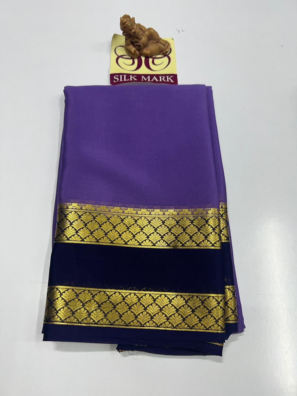 PURE MYSORE CREPE SILK SAREES WITH BLOUSE PIECE - SK-199-PMCSSWBP