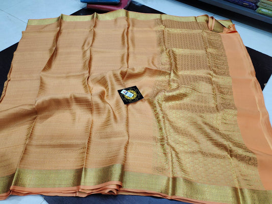 PURE WRINKLED CRUSHED CREPE SILK SAREES SILK MARK CERTIFIED LIGHTER AND FLOWY WITH CONTRAST BLOUSE - SK-157-PWCCSSSMCLAFWCB