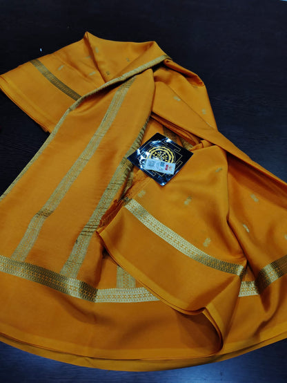 PURE WRINKLED CRUSHED CREPE SILK SAREES SILK MARK CERTIFIED LIGHTER AND FLOWY WITH CONTRAST BLOUSE - SK-167-PWCCSSSMCLAFWCB