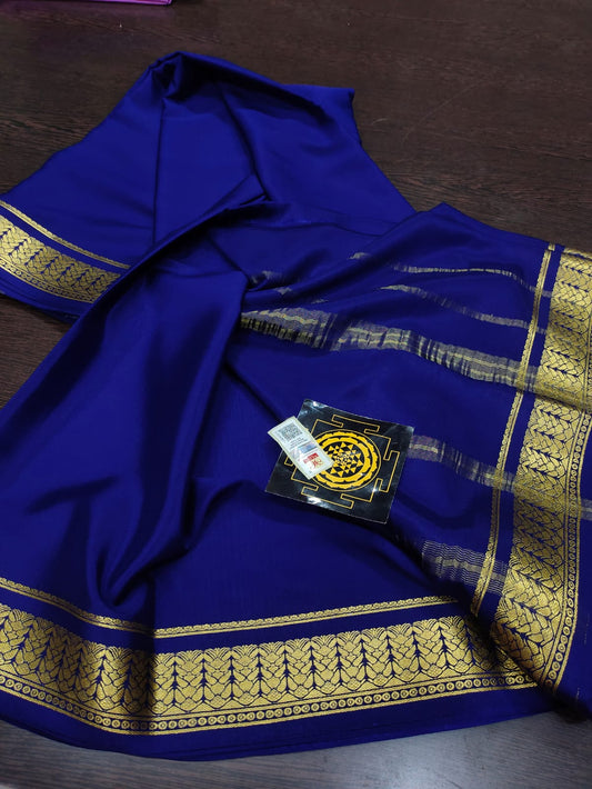 PURE WRINKLED CRUSHED CREPE SILK SAREES SILK MARK CERTIFIED LIGHTER AND FLOWY WITH CONTRAST BLOUSE - SK-173-PWCCSSSMCLAFWCB