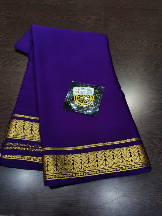 PURE WRINKLED CRUSHED CREPE SILK SAREES SILK MARK CERTIFIED LIGHTER AND FLOWY WITH CONTRAST BLOUSE - SK-205-PWCCSSSMCLAFWCB