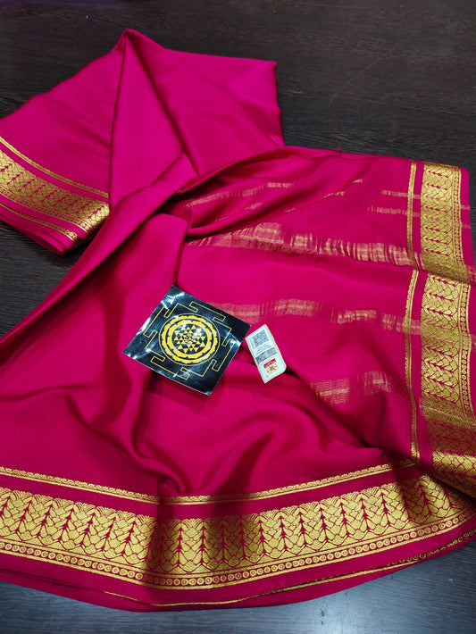 PURE WRINKLED CRUSHED CREPE SILK SAREES SILK MARK CERTIFIED LIGHTER AND FLOWY WITH CONTRAST BLOUSE - SK-188-PWCCSSSMCLAFWCB